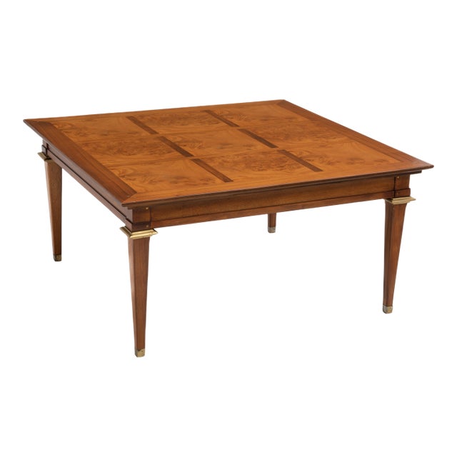 Mastercraft Mid Century Burl Brass Coffee End Side Table Unmarked For Sale