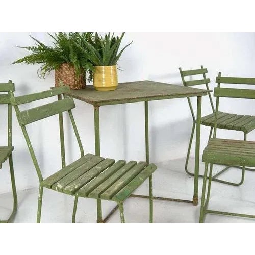 Antique Garden Table and Chairs Set, 1900s, Set of 5 For Sale - Image 4 of 13