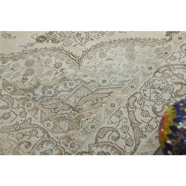 1970s Vintage Persian Handmade Wool Cotton Beige Area Rug For Sale In San Francisco - Image 6 of 10