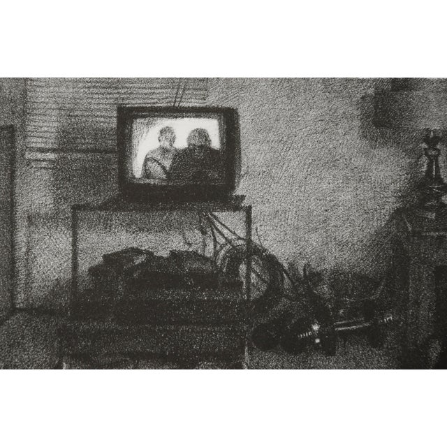 Moody Vintage Print - Tv With Two Figures Style of Edward Hopper by Daren Payne For Sale - Image 4 of 6
