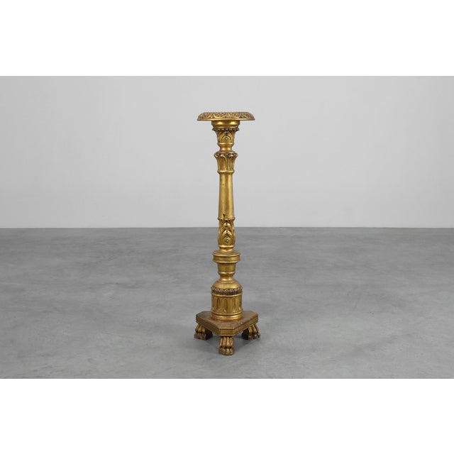 19th Century Giltwood Pedestals with Plaster Decoration, France, Set of 2 For Sale - Image 5 of 16