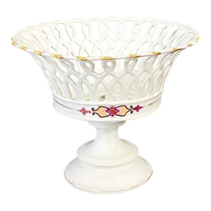 Paris Porcelain and Parcel Gilt Reticulated Compote or Fruit Basket