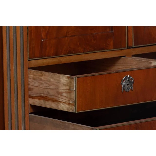 Brown Louis XVI French Mahogany Veneer Cabinet with Brass Inlays, 1790s For Sale - Image 8 of 17