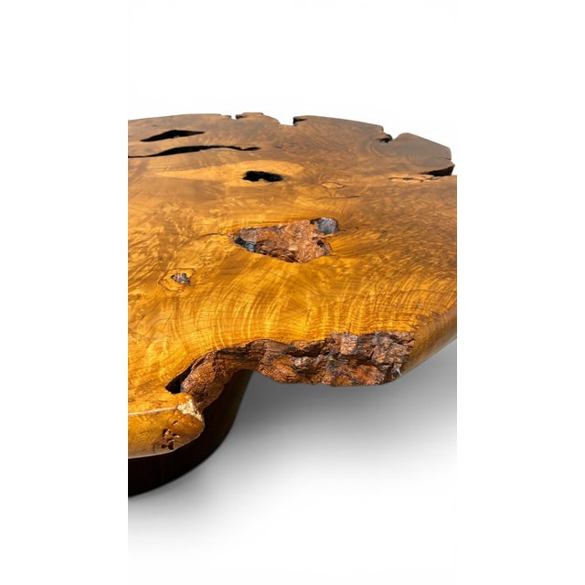 Wood Live Edge Burlwood Coffee Table in the Manner of George Nakashima C. 1980 For Sale - Image 7 of 8