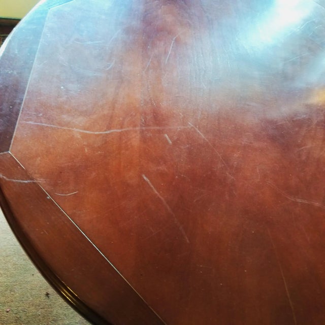 Wood 1960s Round Cherry Bistro Table With Cast Iron Pedestal Base For Sale - Image 7 of 8