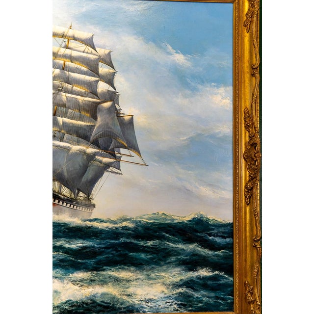 Late 20th Century Masterful Naval Oil on Canvas Painting of the Clipper Ship Thessalus by John Bentham Dinsdale For Sale - Image 9 of 17