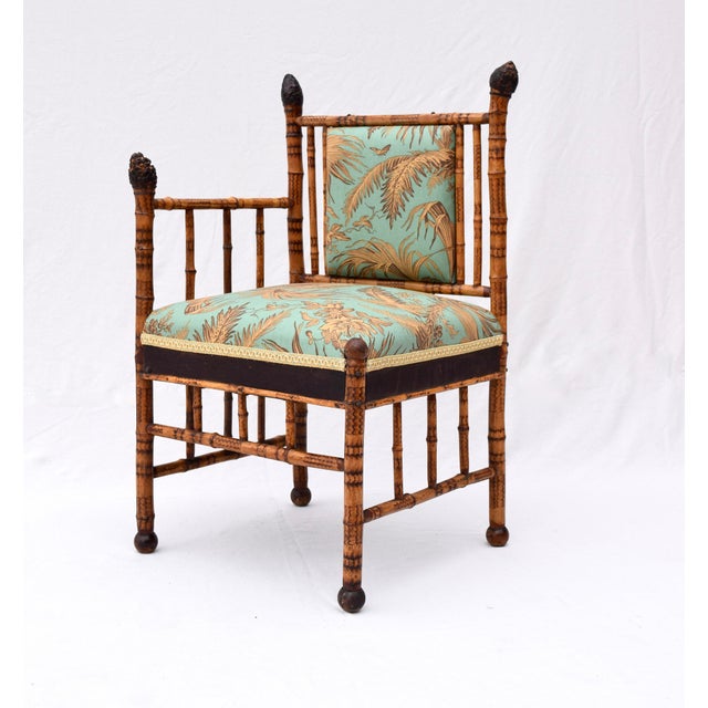 British Colonial Tortoise Bamboo Corner Chair Chairish