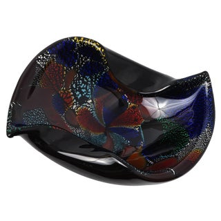 Multicoloured Glass and Silver Foil Bowl from Murano, 1960s For Sale