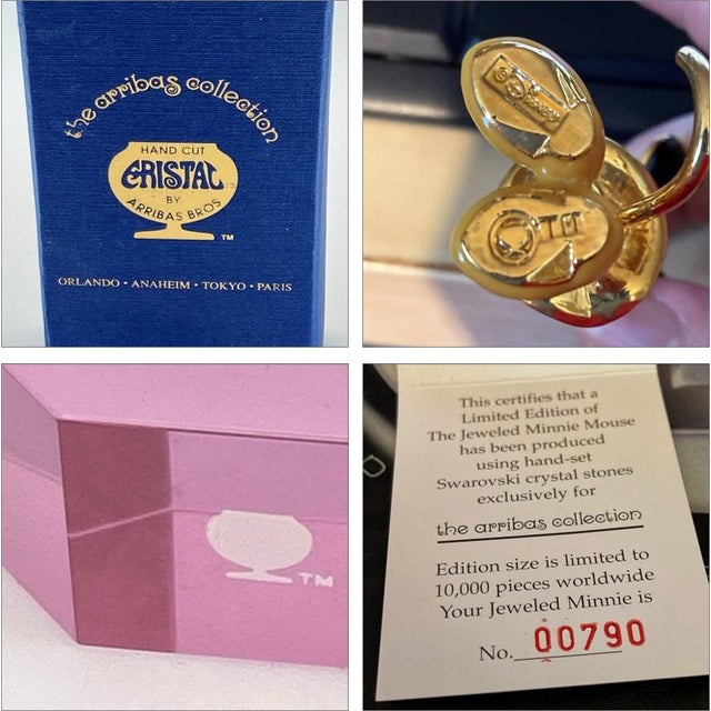 Disney Arribas Brothers Swarovski Jeweled Minnie Mouse Figurine Cristal Collection (Limited Edition #790/10,000 With Original Boxes and Certificate) For Sale - Image 17 of 18