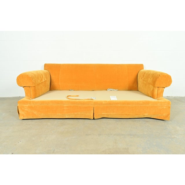 Textile Baker Furniture Contemporary Yellow Velvet Upholstered Sofa For Sale - Image 7 of 12