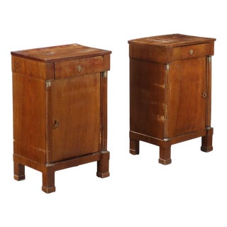 Antique Empire Bedside Tables in Walnut, Set of 2 For Sale