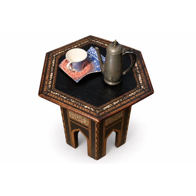 Black 19th Century Moroccan Hexagonal Pedestal Table, 1890s For Sale - Image 8 of 9