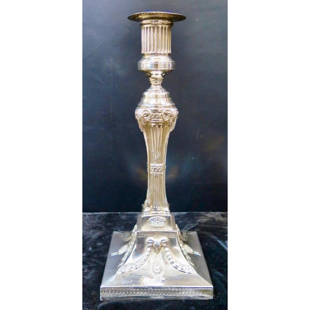Traditional Vintage Early 20th Century Sheffield Candle Holders, silver-plate - A Pair For Sale - Image 3 of 10