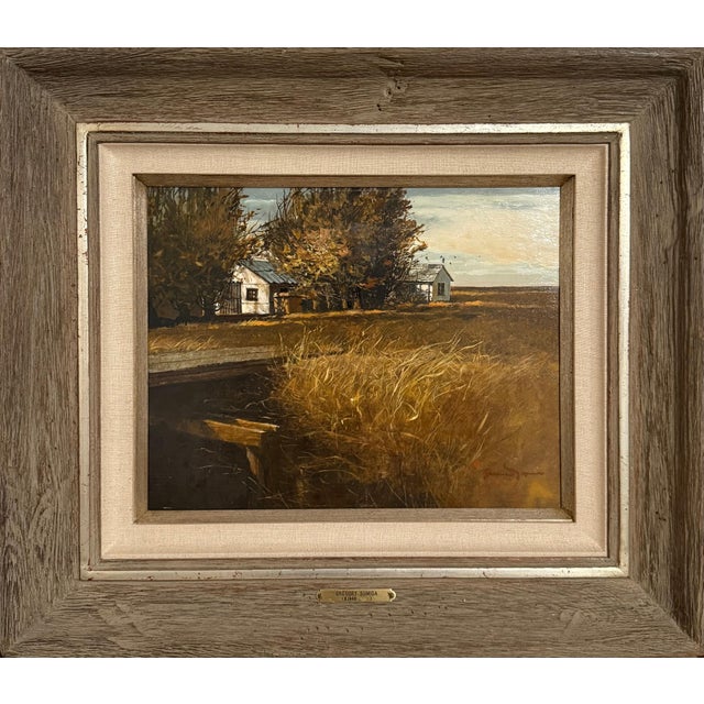 Wood Gregory Sumida, Original Oil Painting Pickup Crossing Gregory Sumida California Artist Americana, 1976 For Sale - Image 7 of 13
