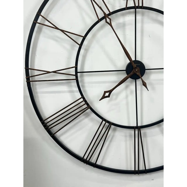 Metal Vintage Industrial Howard Miller "Postema" 49" Oversized Wrought-Iron Wall Clock For Sale - Image 7 of 14