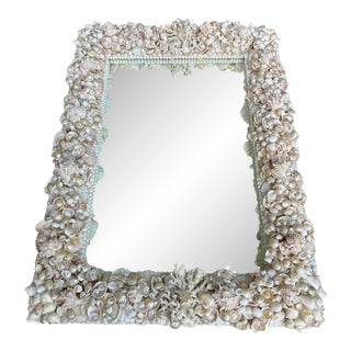 Vintage Monumental Coastal Seashell Mirror For Sale