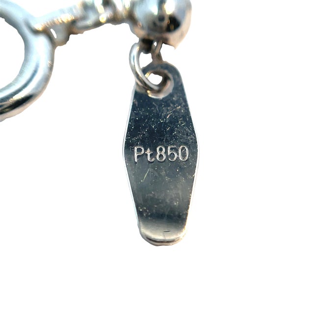 Platinum Necklace With Conch Pearl & Diamond Accent Pendant For Sale - Image 4 of 5