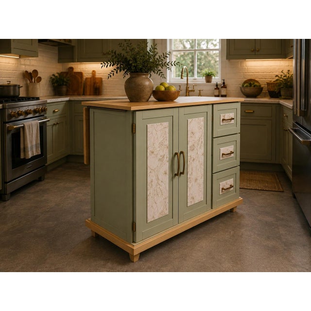 The Sagewood Cabinet | Hand-Refinished Expandable Kitchen Island The Sagewood Cabinet is a one-of-a-kind furniture...