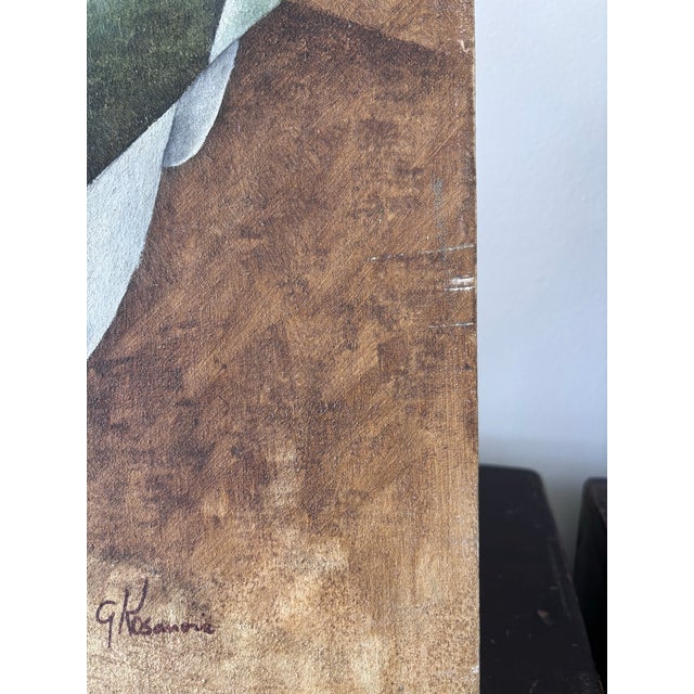 1960s 1960s Mid Century Modern George Kosanovic Painting Abstract Cubist Portrait PNW Art For Sale - Image 5 of 8
