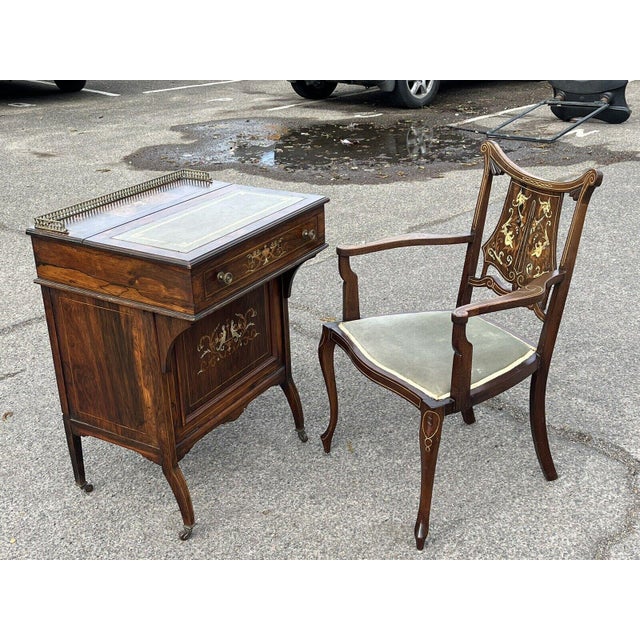 Victorian Rosewood Desk and Chair from Davenport, Set of 2 For Sale - Image 9 of 18