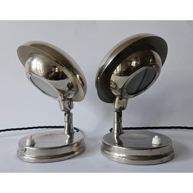 Glass Art Deco Bauhaus Chrome Table Lamps by Franta Anyz, 1930s, Set of 2 For Sale - Image 7 of 16