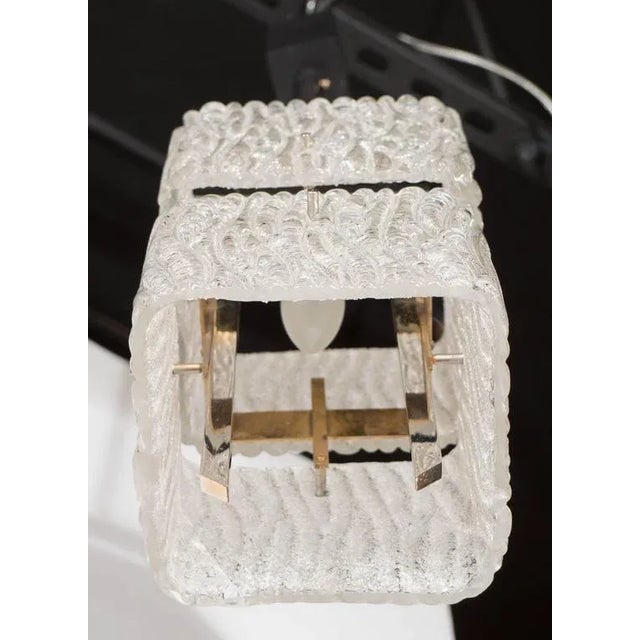 J.T. Kalmar Mid-Century Two-Tier Textured Glass Pendant with Chrome Fittings by Kalmar For Sale - Image 4 of 8