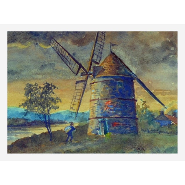 Inlet and Windmill Landscape by William Walker Alexander For Sale - Image 4 of 5