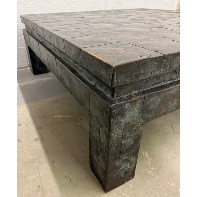 Maitland - Smith 1980s Brutalist Style Oversized Patchwork Copper Coffee Table by Maitland-Smith For Sale - Image 4 of 12