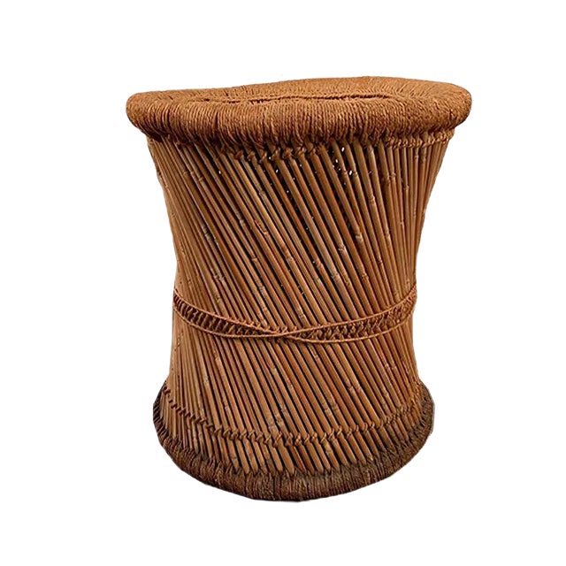 Mid-Century Modern Rattan Pouf, 1960s For Sale
