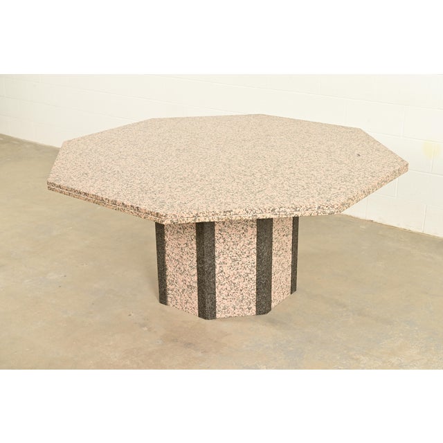 Postmodern Modern Italian Granite and Marble Pedestal Dining Table in the Manner of Ello, Circa 1980s For Sale - Image 3 of 11