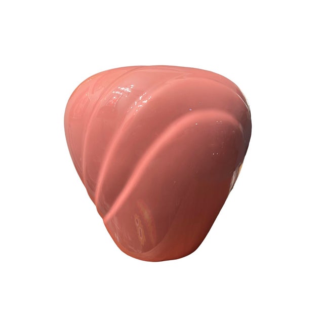 Ceramic Vintage Postmodern Large Ribed Pink Drapped Ceramic Vase 1980s Art Deco For Sale - Image 7 of 11