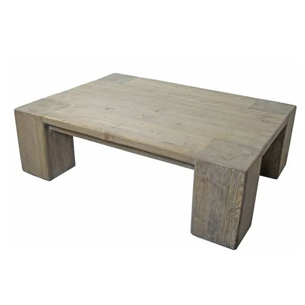 Contemporary, rustic design, this light wood color modern coffee table is hand made of reclaimed pine. The clear finish...