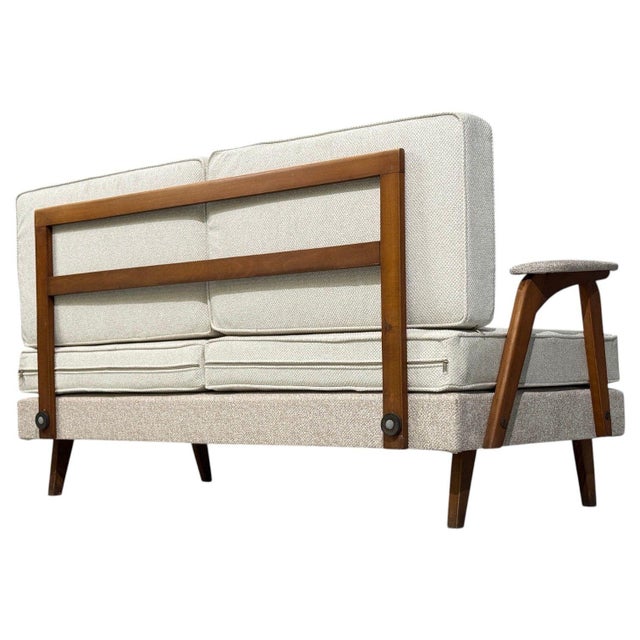 Mid-Century Modern Peter Hvidt & Orla Mølgaard-Nielsen Style, Settee, Cream Boucle, Denmark, 1960s For Sale - Image 3 of 10