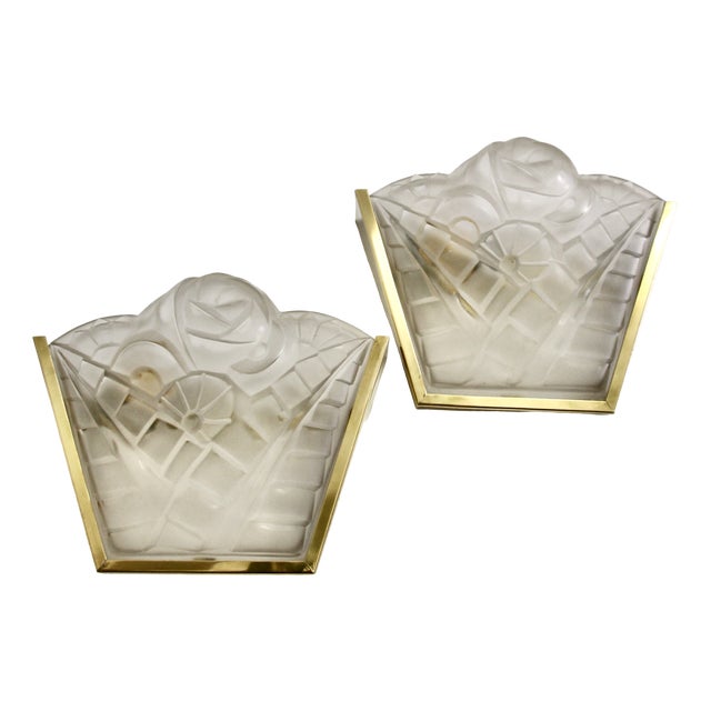 French Art Deco Wall Lights by David Guéron for Degué, 1930s, Set of 2 For Sale