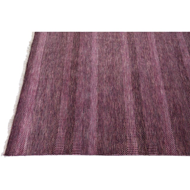 2020s Modern Savannah Handmade Purple Wool Rug With Geometric Design For Sale - Image 5 of 12