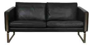 CH-103 Two-Seater Sofa in Grey Leather by Hans Wegner