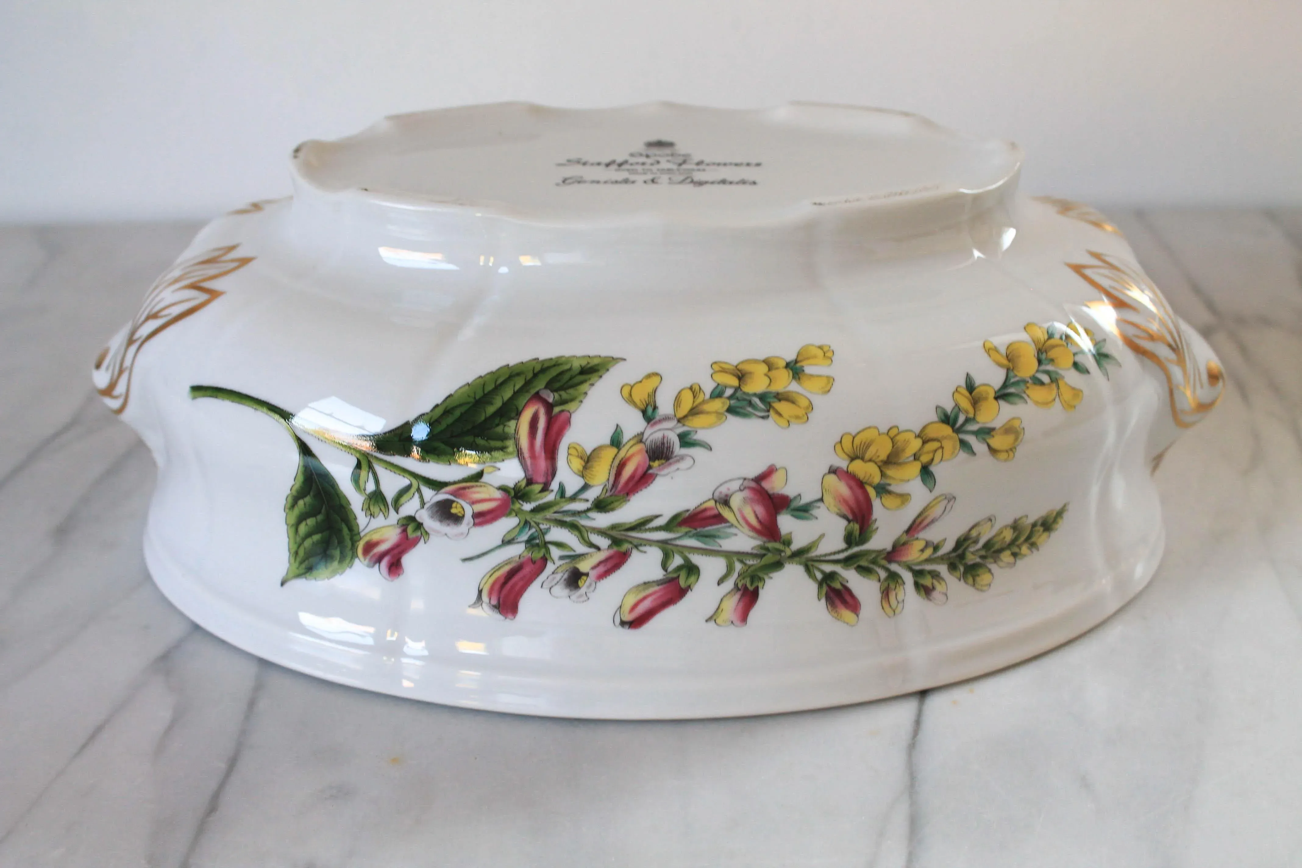 Spode Stratford Flowers 三角皿 上部より14.5×2.5 Vintage Spode Stafford Flowers Genista & Digitalis Covered Serving