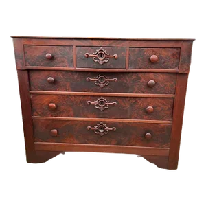 Antique Flame Mahogany Dresser 19th Century