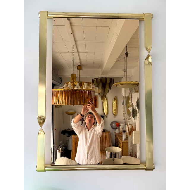 Brass Mirror Pink Copper Glass by Luciano Frigerio, Italy, 1970s For Sale - Image 13 of 13