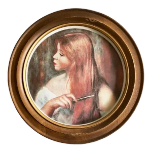 Limoges France Auguste Renoir Le Jeune Fille Se Peignant Framed Plate