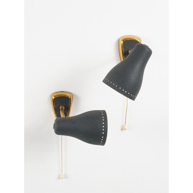 Adjustable Brass and Metal Wall Lights by Jacques Biny, 1950s, Set of 2 For Sale - Image 6 of 9
