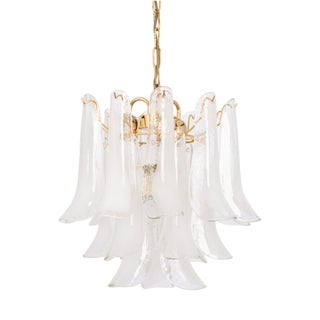 Large Murano Glass Petals Chandelier, 1980s For Sale