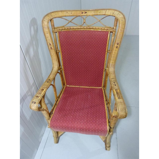 Rattan & Fabric Armchair, 1930s For Sale - Image 14 of 18