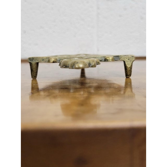 Traditional Vintage Brass Openwork Iron Rest Trivet For Sale - Image 3 of 10