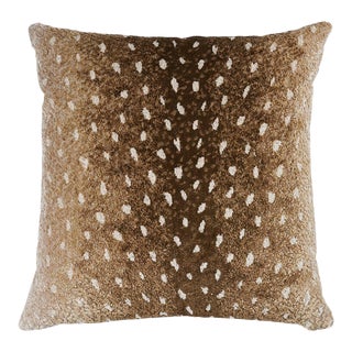 Schumacher Axis Velvet 22" Pillow in Fawn For Sale