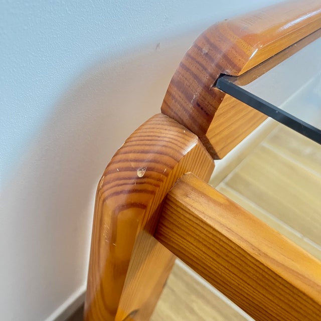 Coffee Table in Pine with Smoked Glass Top, 1970s For Sale - Image 15 of 18