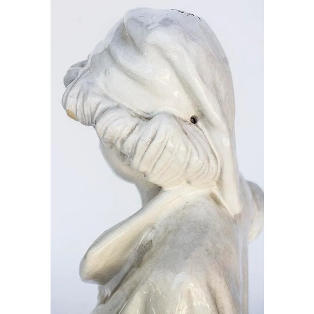 Vintage Statue of a French Boy Holding Fish 38" High For Sale - Image 4 of 11