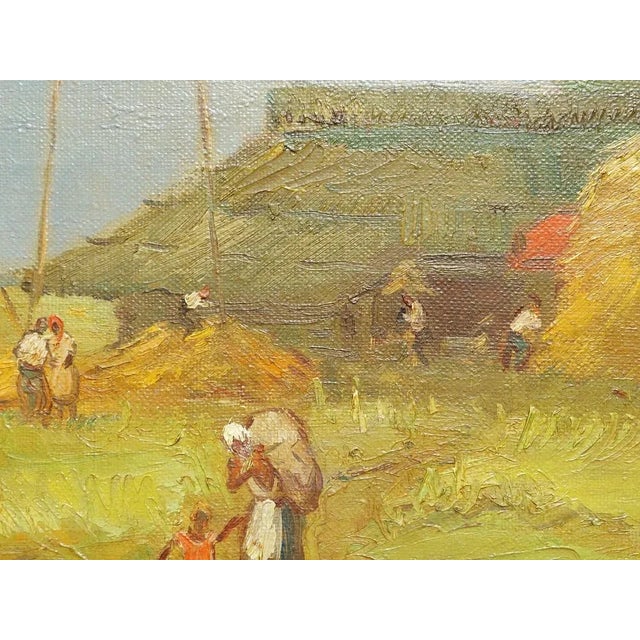 Brown Saldavs Olgerts, Threshing, 1940, Oil on Canvas For Sale - Image 8 of 12