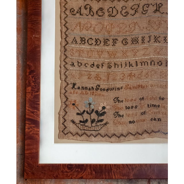 Glass 19th Century English Schoolgirl's Needlework Embroidered Alphabet Sampler 1826 For Sale - Image 7 of 11