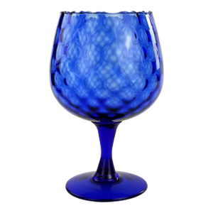 Vintage Empoli Art Glass Snifter Cobalt Blue Quilted Diamond Optical Italian